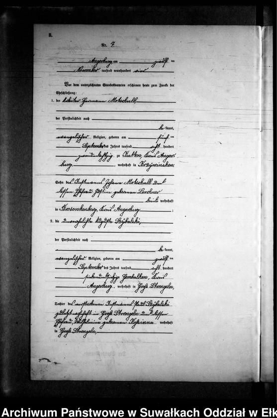 image.from.unit.number "Heirats-Neben-Register des Preussischen Standes-Amtes Gross Strengeln Kreis Angerburg"