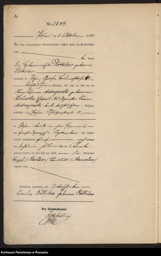 Obraz 10 z jednostki "Księga miejscowa urodzeń tom VIII"