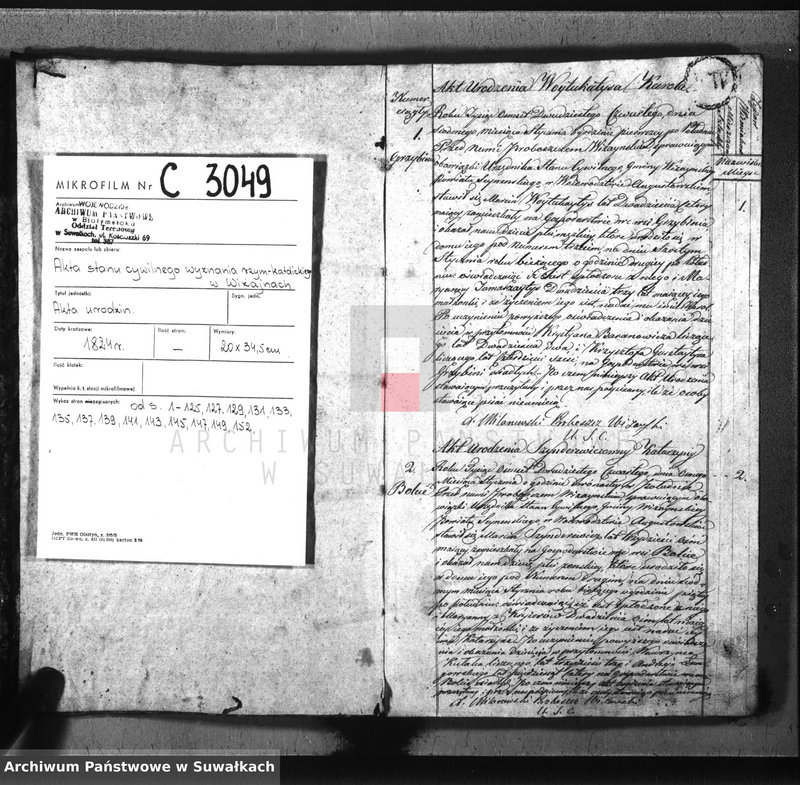 image.from.unit.number "Akta urodzonych gminy wiżańskiey obwodu seyneńskiego, w województwie augustowskim od dnia 1-go stycznia do dnia 31 grudnia 1824 roku"