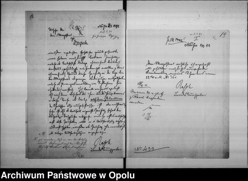 Obraz 16 z jednostki "Acta des Magistrats zu Oppeln betreffend Anlage eines Fussweges auf der Oppeln-Breslauer Chaussen nach dem Friedhofe zu. Vol. I"