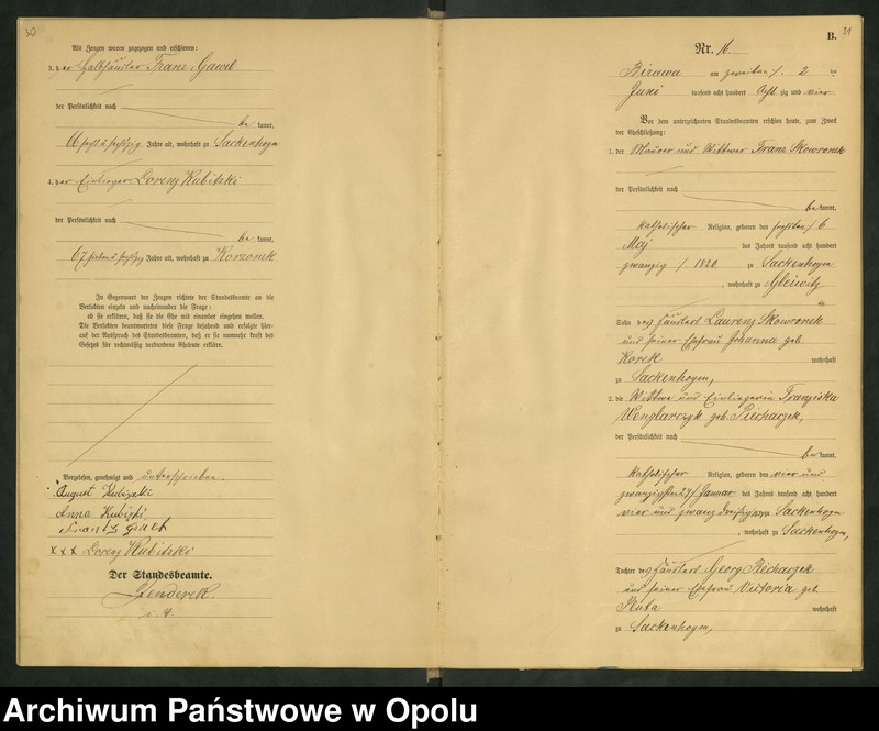 image.from.unit.number "Urząd Stanu Cywilnego Bierawa Księga małżeństw rok 1884-85"