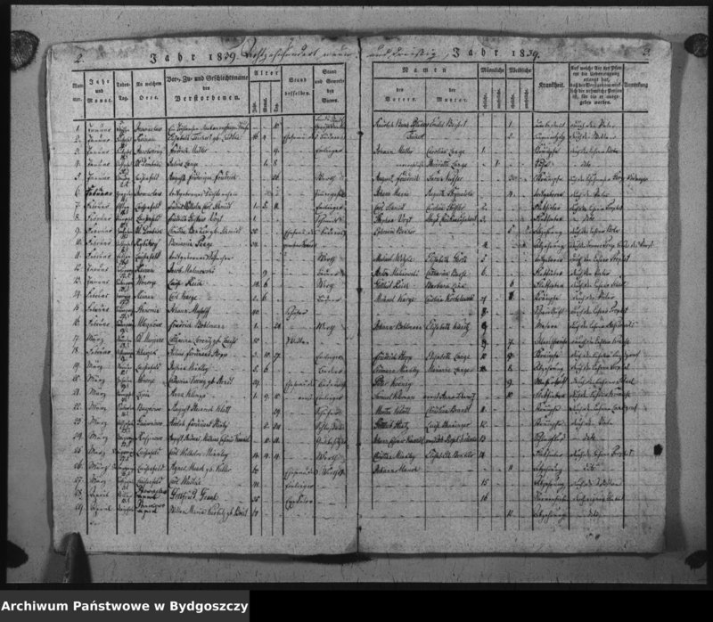 image.from.unit.number "Verzeichniss der Verstorbenen aus der evangel. Stadt- und Landgemeinde von Inowrazlaw Jahr 1839 incl. 1841"