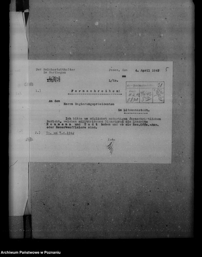 Obraz 10 z jednostki "Służba wojskowa landratów, Reg. Litzmannstadt (Łódź)"