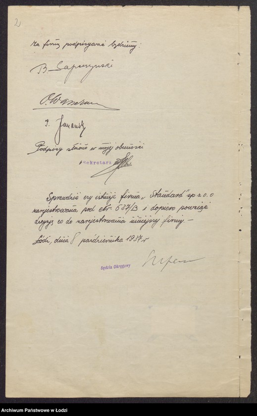 Obraz 4 z jednostki "Fabryka Chusteczek Kieszonkowych Standard-lux- Borys Sapoczyński, Owszyja Wasserman, Izrael Janowski"