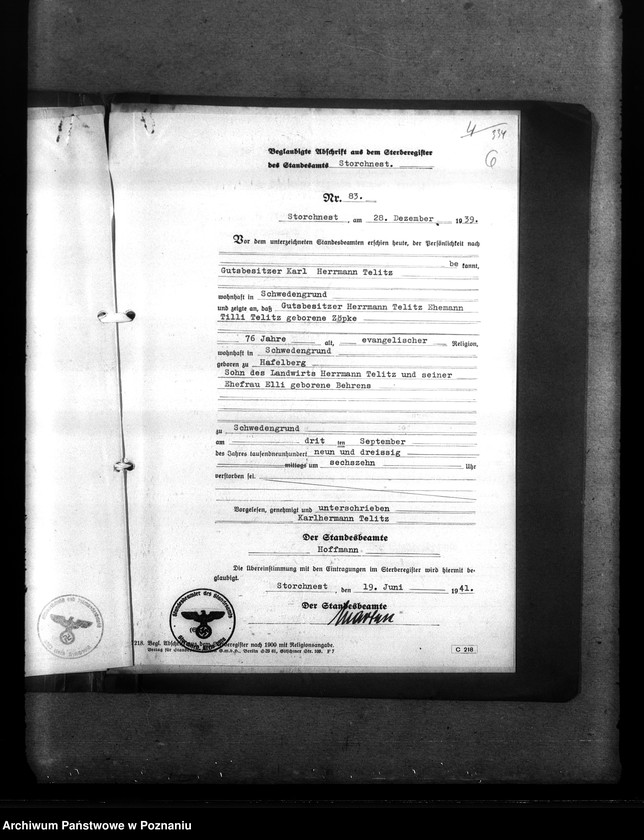 Obraz 10 z jednostki "Wykazy miejscowych Niemców, którzy zginęli w 1939 roku. Kreis Lissa (Leszno)"