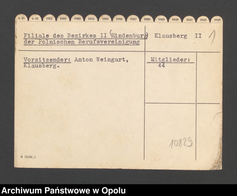 Obraz 3 z jednostki "Filiale des Bezirkes II Hindenburg der Pol. Berufsvereinigung Klausberg II"