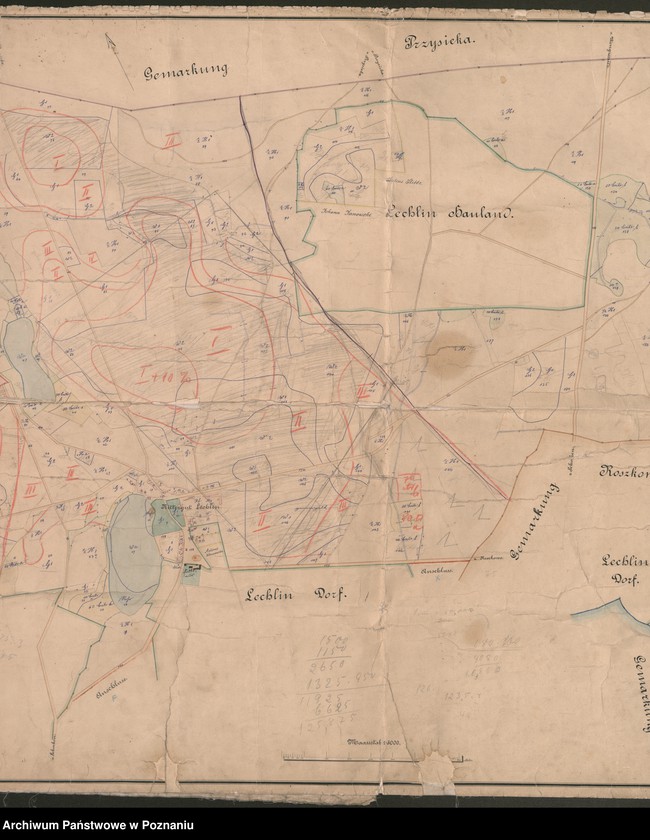 Obraz 5 z jednostki "Karte von dem Rittergute Lechlin nebst Zubehör im Kreise Wongrowitz [mapa majątku Lechlin, wraz z przyległościami, w pow. wągrowieckim]"