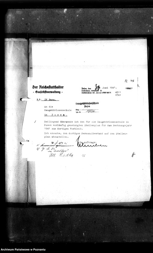 Obraz 16 z jednostki "Stellenplan [Budżet szkoły na lata 1940-1943]."