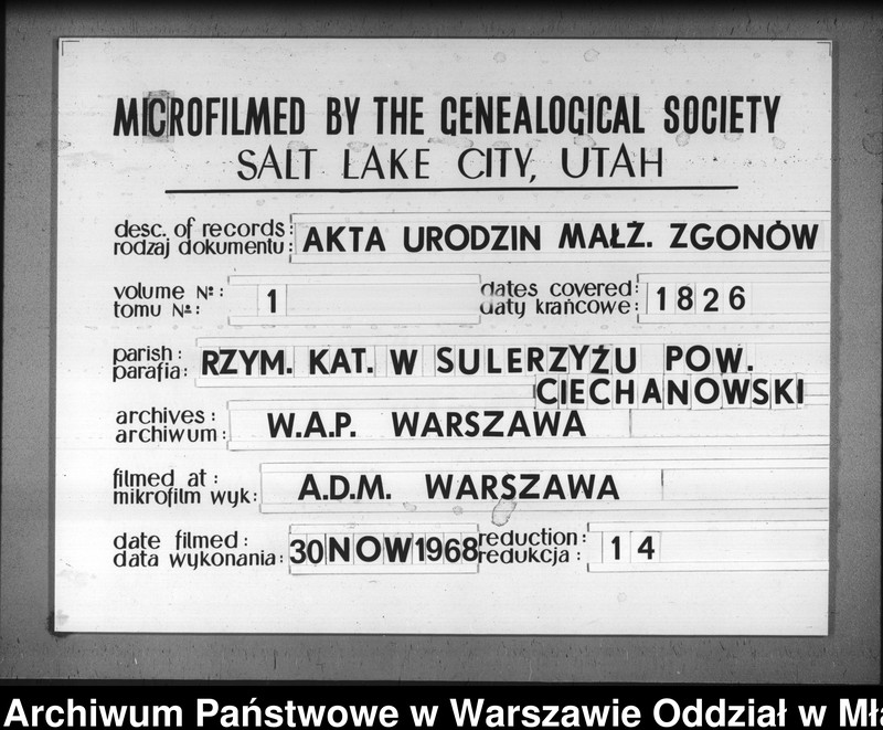Obraz 1 z jednostki "Akta urodzin, małżeństw i zgonów"