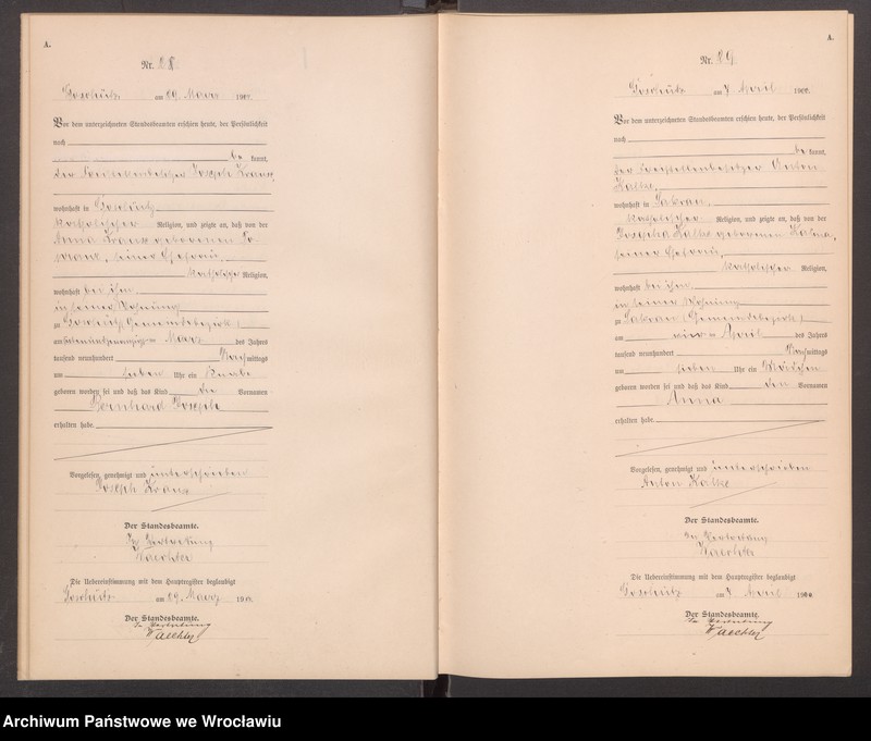 image.from.unit.number "księga urodzeń Urzędu Stanu Cywilnego w Goszczu (Goschütz) 1900"