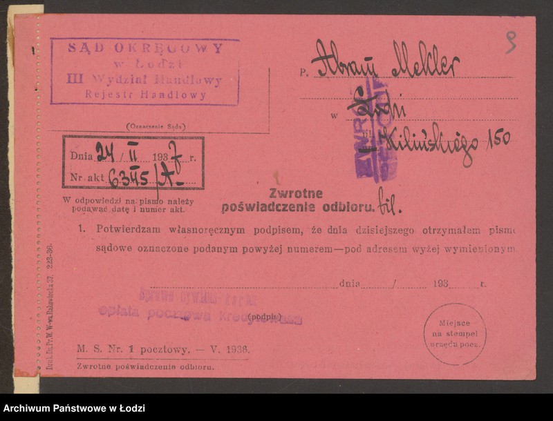 Obraz 11 z jednostki "Mekler Abram- handel resztkami"