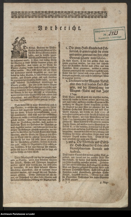 Obraz 5 z jednostki "Geographischer Atlas besteherd in 44 Land-Karten worauf alle Theile des Erd-Grenses vorgestellet werben. Auf Befehl der Königlischen Academie der Wissenschaften, Berlin 1750"