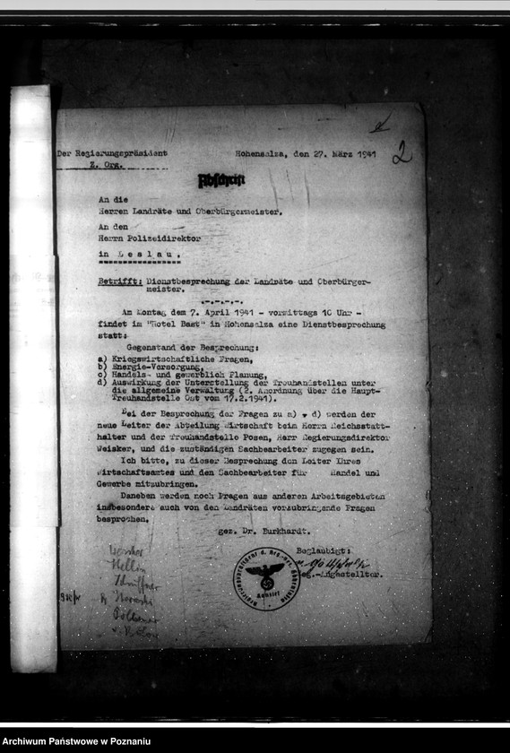 Obraz 6 z jednostki "Konferencje z landratami - korespondencja, porządki obrad"