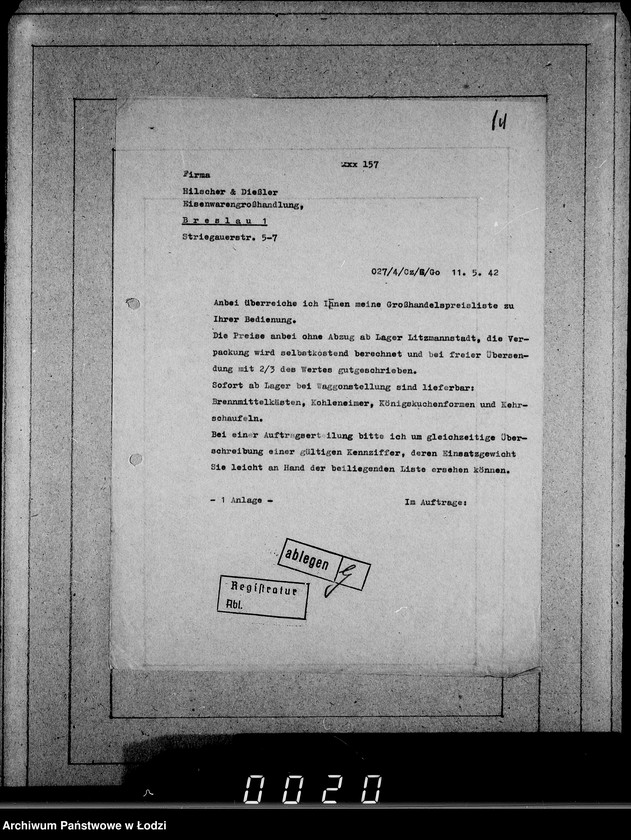 Obraz 18 z jednostki "[Korespondencja z urzędami, instytucjami i firmami]"