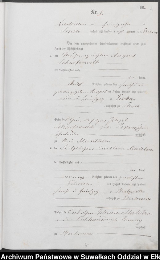 image.from.unit.number "Heiraths-Haupt-Register des Königlich Preussischen Standes-Amtes Forstrevier Nicolaiken Kreis Sensburg für das Jahr 1878 [do 1881]"