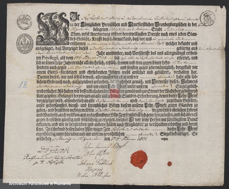 Obraz 2 z jednostki "[Listy czeladnicze - cech stolarzy w Lesznie]"