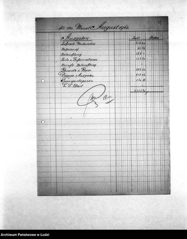 Obraz 14 z jednostki "Bilanzen [Bilanse miesięczne]"