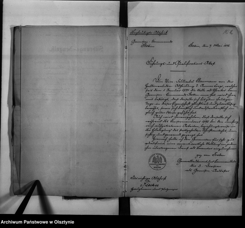 image.from.unit.number "Reg.[ierungs] Büreau-Diätar Plaumann [Friedrich Wilhelm] den 1. 6. 1901 Regier.[ungs] Sekretär"