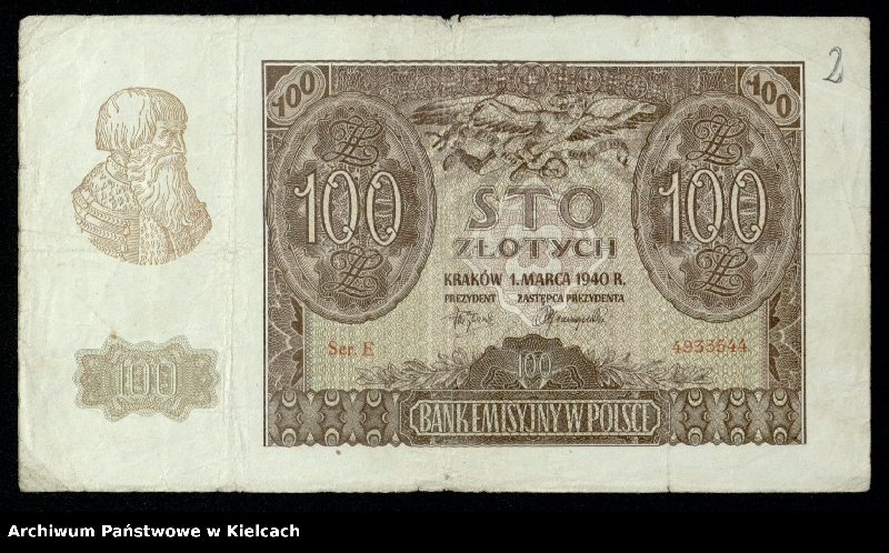 image.from.unit.number "Banknoty polskie z okresu II wojny światowej. Bony i bilety Polskiej Krajowej Kasy Pożyczkowej z okresu I wojny"