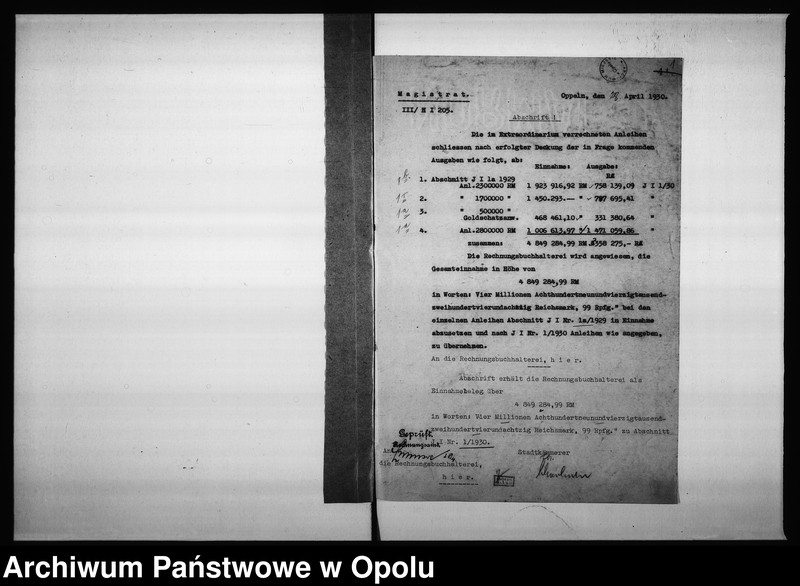 Obraz 5 z jednostki "Abschnitt J I. Kapitalien u[nd] Schuldenverwaltung Rechnungsjahr 1930"