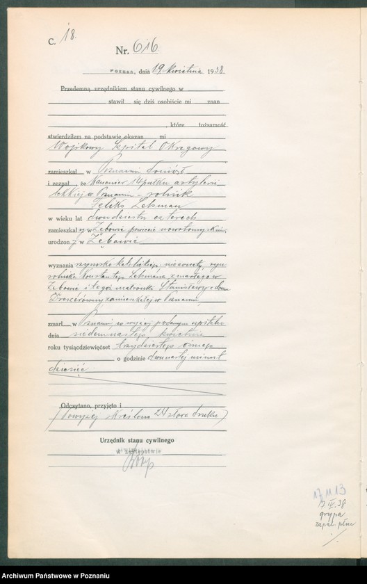 Obraz 20 z jednostki "Księga miejscowa zgonów tom II [Rejestr główny zgonów]"