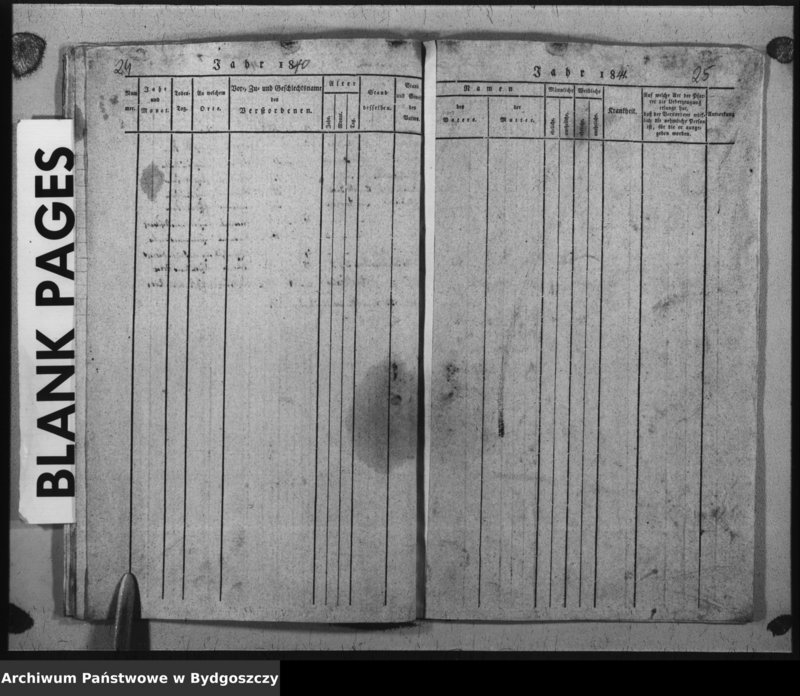 image.from.unit.number "Verzeichniss der Verstorbenen aus der evangel. Stadt- und Landgemeinde von Inowrazlaw Jahr 1839 incl. 1841"