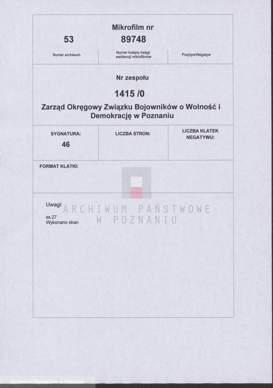 Obraz 2 z jednostki "Delegaci na Okręgową Konferencję Związku Bojowników o Wolność i Demokrację w dniu 1 marca 1969 roku , uchwała podjęta przez konferencję."