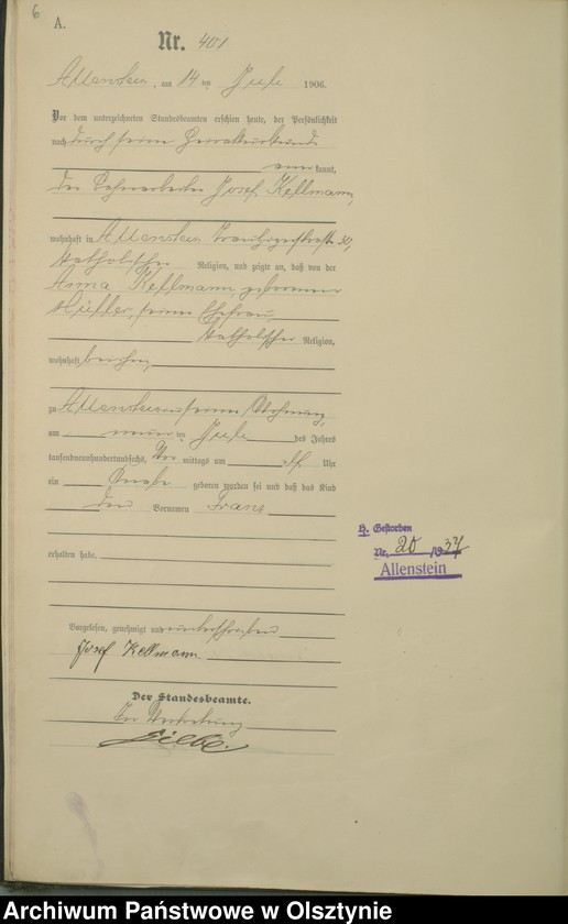 image.from.unit.number "Geburts-Haupt-Register Tom II, Nr 398-778"