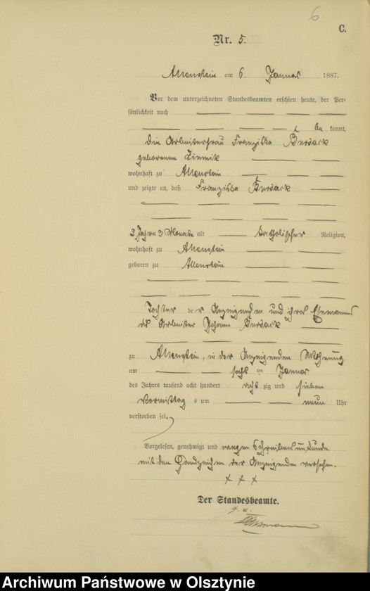 image.from.unit.number "Sterbe-Haupt-Register Tom I,Nr 1 - 316"