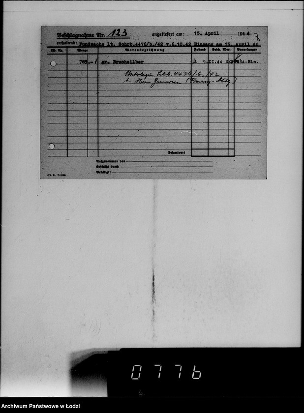 Obraz 12 z jednostki "Fundsachen. [Kartoteka]"