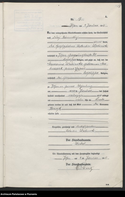 Obraz 19 z jednostki "Księga urodzeń odpis tom I [Rejestr poboczny urodzeń]"