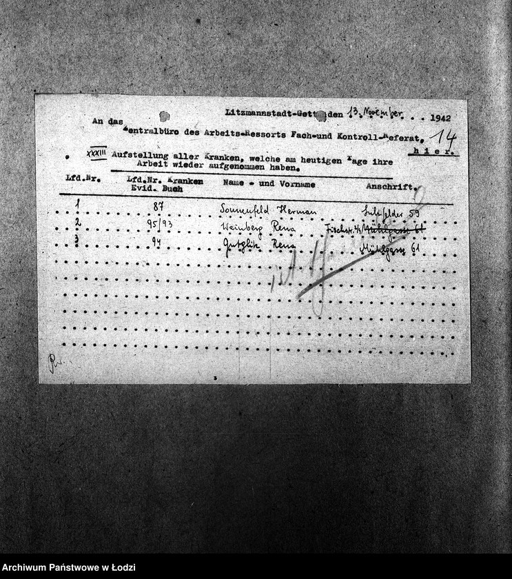 Obraz 17 z jednostki "[Wyciągi z książki ewidencyjnej chorych]"