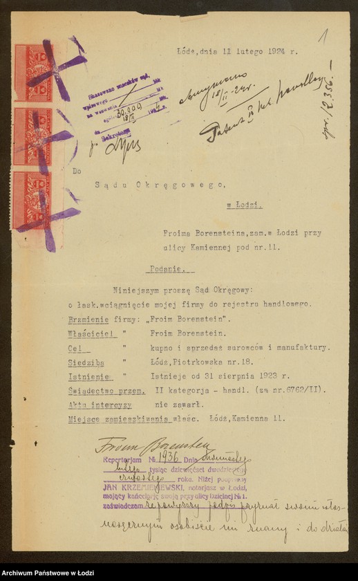 Obraz 3 z jednostki "Froim Borenstein – kupno i sprzedaż surowców i manufaktury"