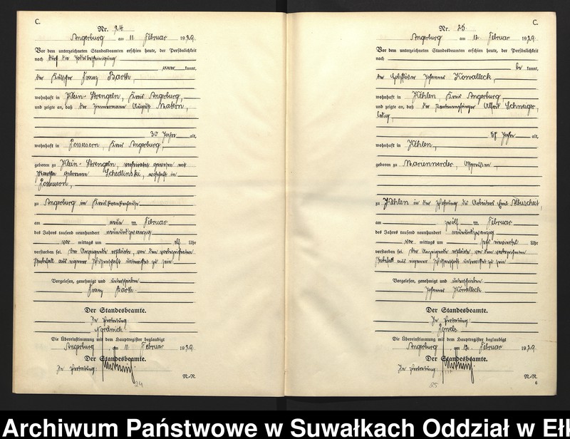 image.from.unit.number "C2. Sterbe = Register (Neben = Register) Standesamt Angerburg einschl. der Standesamtsbezirke Gross Strengeln, Kehlen und Prinowen]"