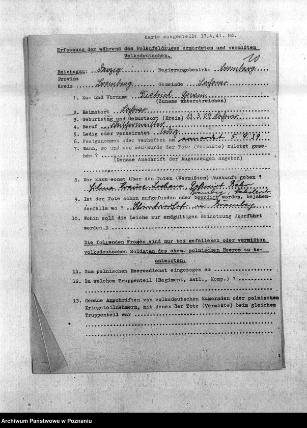 Obraz 14 z jednostki "Amtliche Meldungen Gemeinde Łochowo (Łoskowo). Kreis Bromberg (Bydgoszcz)"