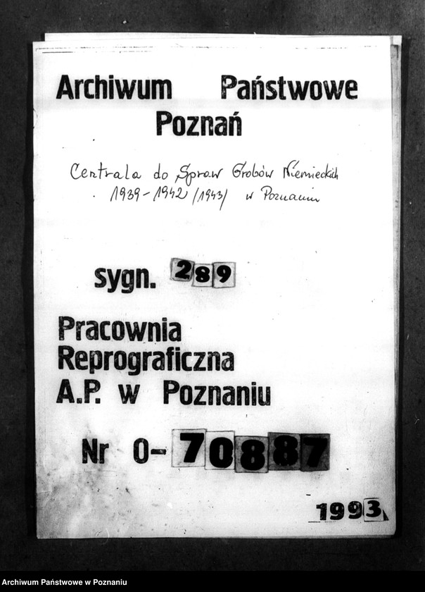 Obraz 1 z jednostki "Korespondencja w sprawie miejscowych Niemców, którzy zginęli w 1939 roku A - Z"