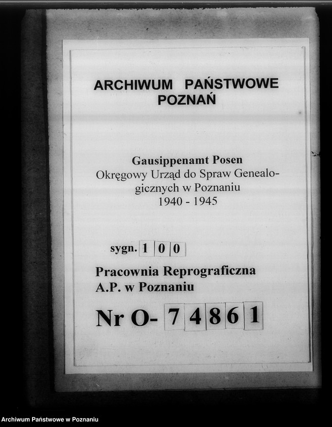 Obraz 1 z jednostki "Verzeichnis der Luftschutzmässig gesicherten Personenbücher"