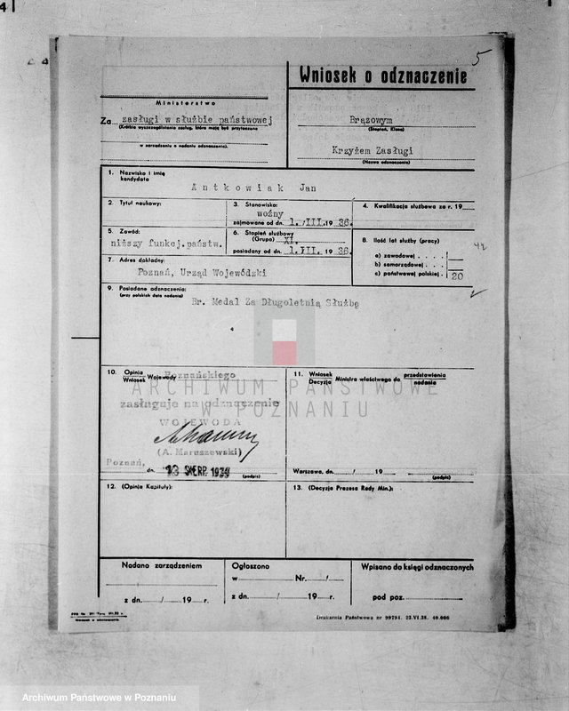 Obraz 10 z jednostki "/Wnioski o odznaczenia/"