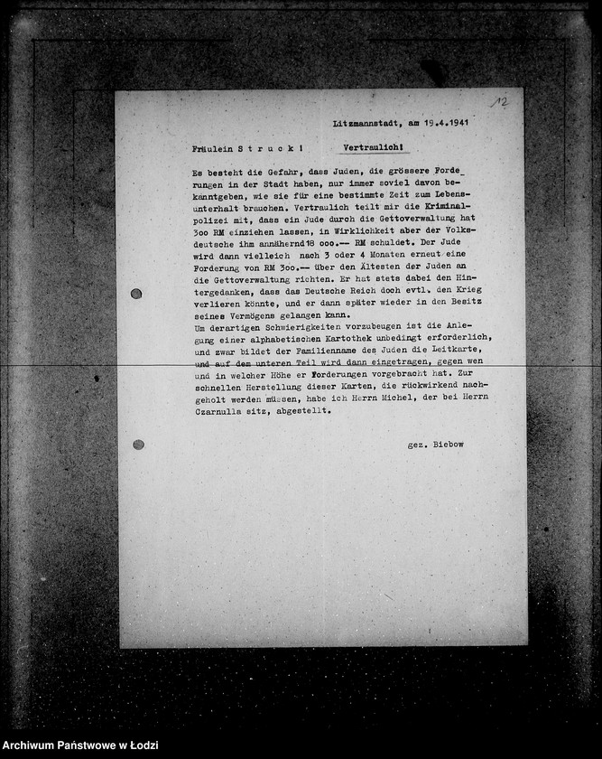 Obraz 16 z jednostki "Anordungen Getto V. von Biebow"