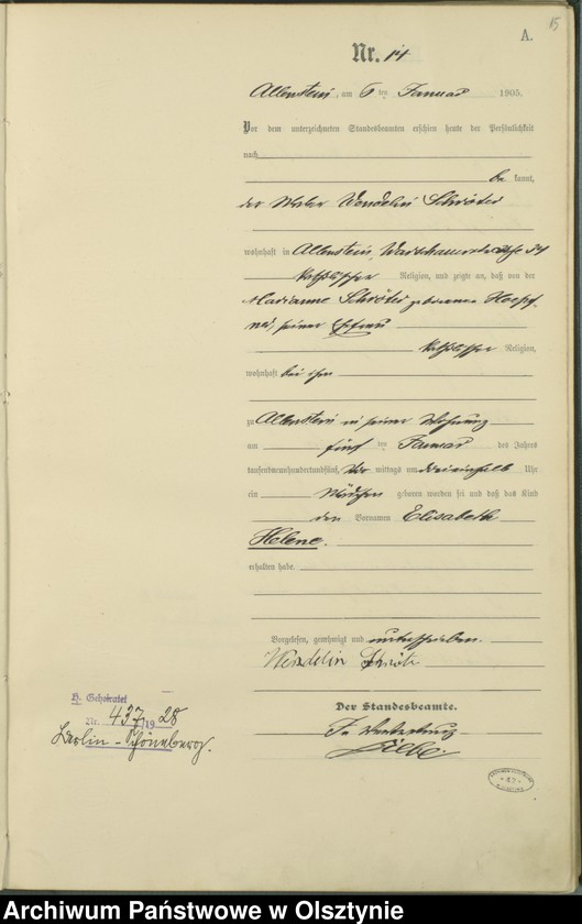image.from.unit.number "Geburts-Haupt-Register Tom I, Nr 1- 398"