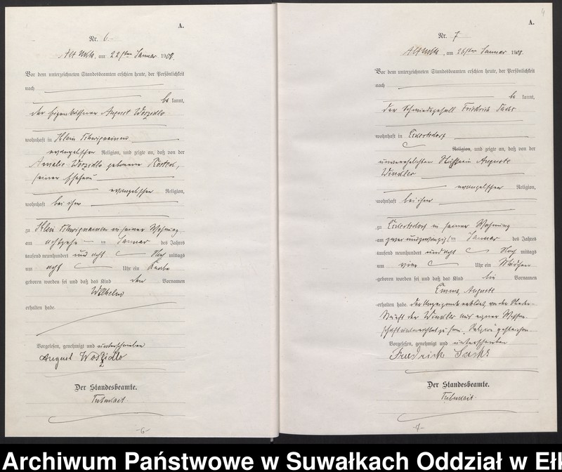 image.from.unit.number "[Geburts-Haupt-Register des Königlichen Preussischen Standes-Amtes Ukta Kreis Sensburg]"