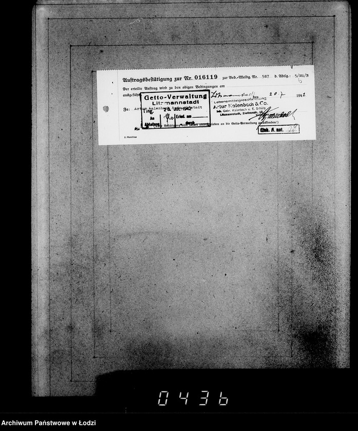 Obraz 9 z jednostki "Aufträge, [Lieferscheinen und Rechnungen] 16051-16121 [Zamówienia, rachunki, dowody dostaw, zapotrzebowania na żywność dla Getta]"