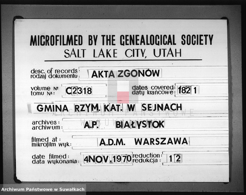 image.from.unit.number "Akta zejścia gminy seyneńskiey z 1821 roku."