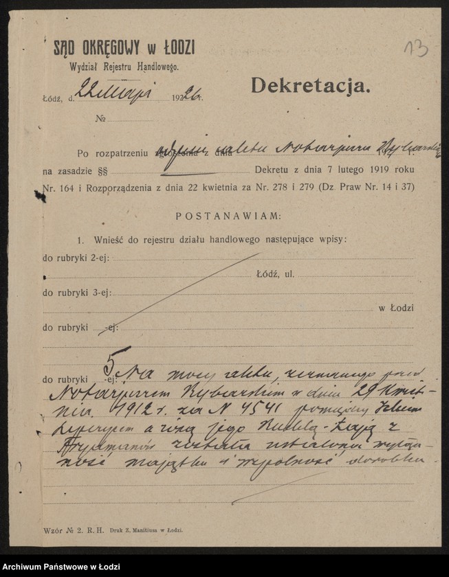 Obraz 15 z jednostki "Ignacy Lipszyc – sprzedaż towarów wełnianych"