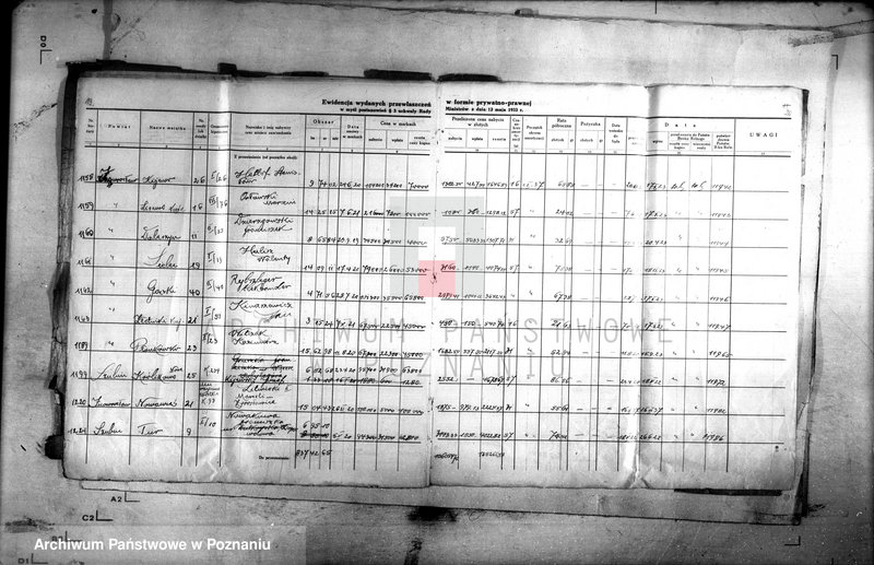 Obraz 15 z jednostki "Ewidencja udzielonych przywłaszczeń obiektów sprzedanych na zasadzie umów markowych /poz. 3 Uchwały Rady Ministrów z dnia 12.V.1933 r./"