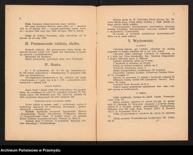 image.from.unit.number "Sprawozdanie Dyrekcji Państwowego Gimnazjum w Brzesku za rok szkolny 1927/28"