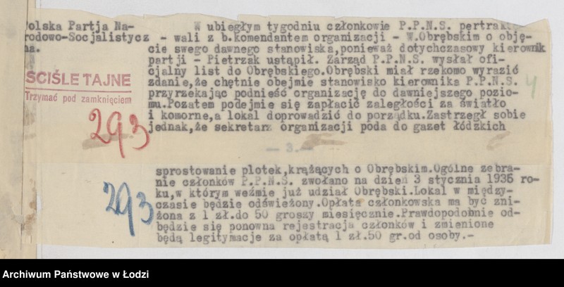 Obraz 8 z jednostki "Wycinki z meldunków doraźnych różnych polskich organizacji politycznych [prawicowych i narodowo-socjalistycznych]"