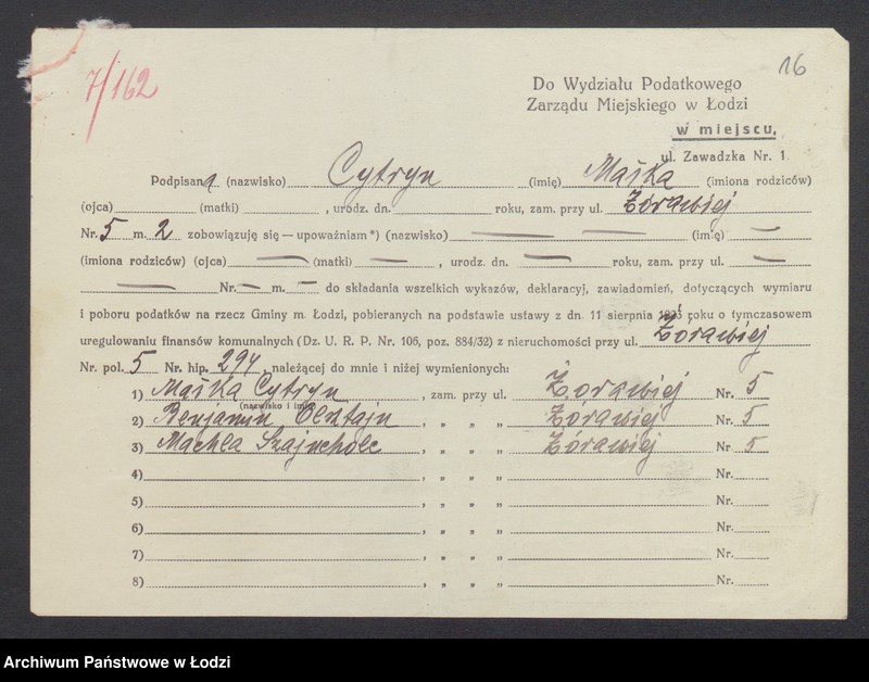 image.from.unit.number "Księga inwentarzowa nieruchomości m. Łodzi ul. Żurawia"