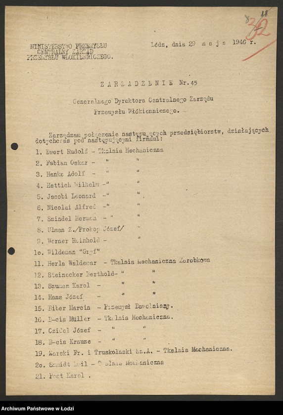 Obraz 9 z jednostki "Zarządzenia Generalnego Dyrektora Centralnego Zarządu Przemysłu Włókienniczego"