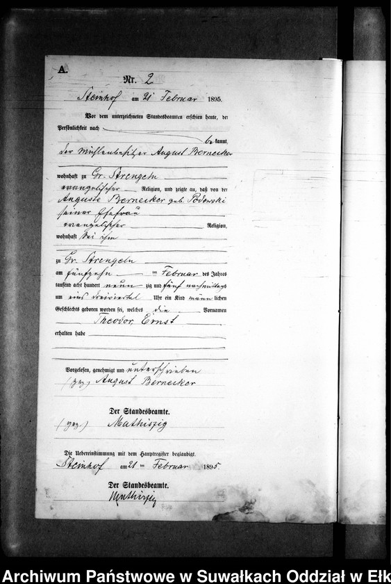 image.from.unit.number "Geburts-Neben-Register des Preussischen Standes-Amtes Gr. Strengeln Kreis Angerburg"